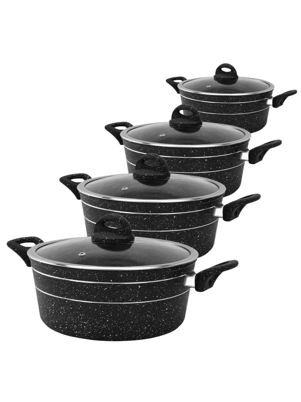 All Black 8 Piece Pots Set